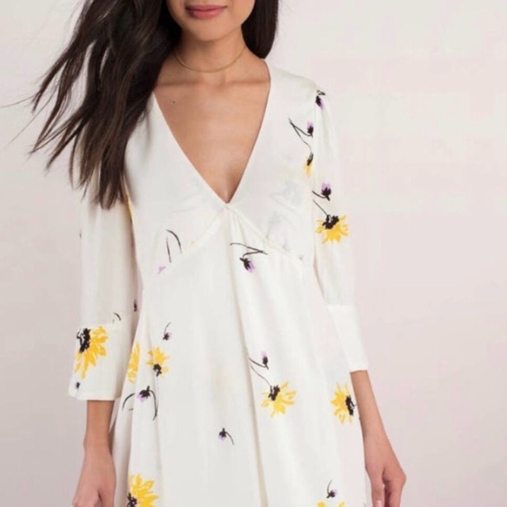 FP Movement by Free People White Dress with Yellow Floral Accents